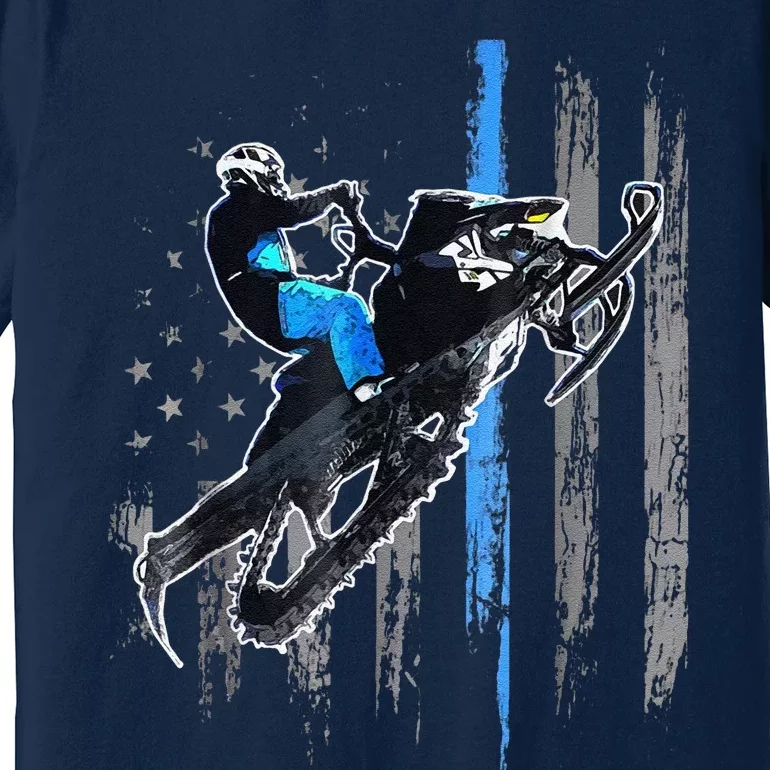 Funny American Flag Snowmobile Snowmobile Riding Gift Premium T-Shirt