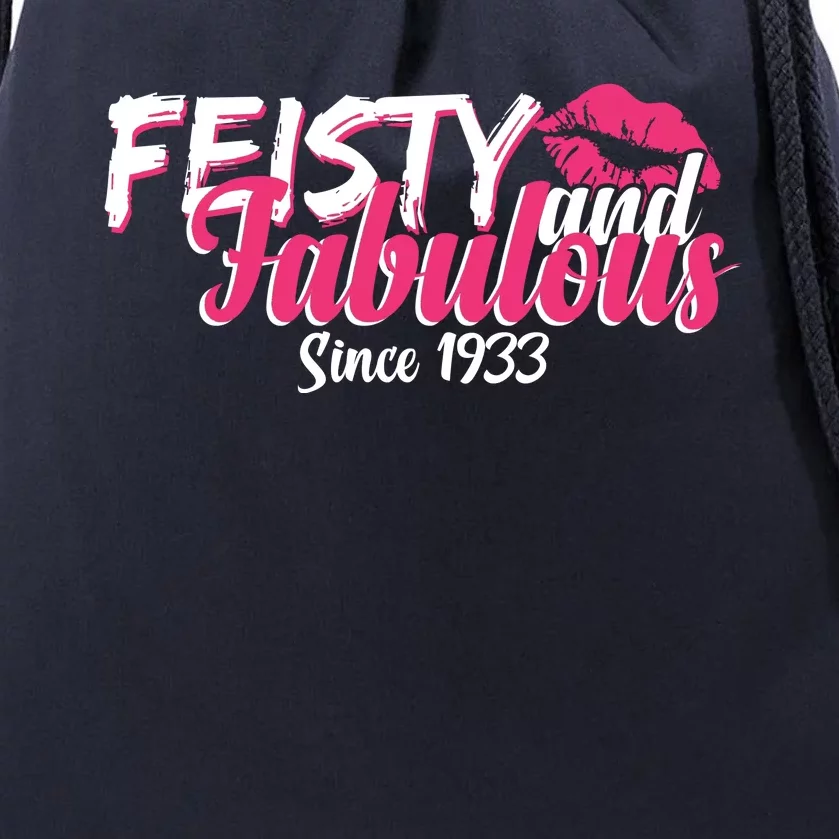 Feisty And Fabulous Since 1933 90th Birthday Drawstring Bag