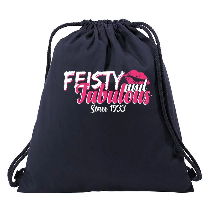 Feisty And Fabulous Since 1933 90th Birthday Drawstring Bag