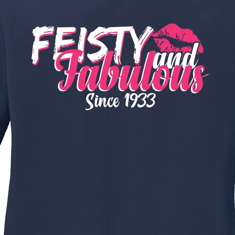 Feisty And Fabulous Since 1933 90th Birthday Ladies Long Sleeve Shirt