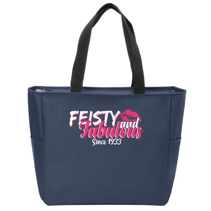 Feisty And Fabulous Since 1933 90th Birthday Zip Tote Bag