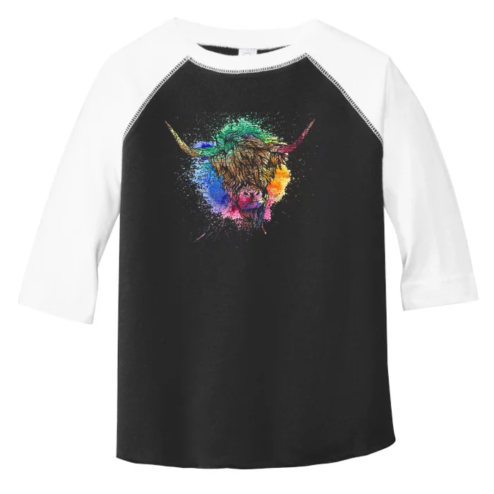 Farm Animal Farmer Scottish Cattle Colorful Highland Cow Toddler Fine Jersey T-Shirt