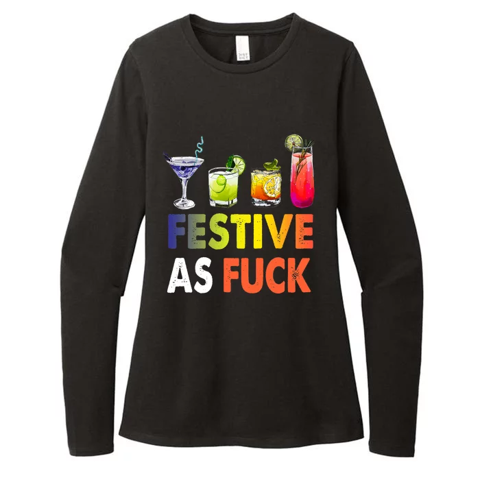 Festive As Fuck Funny Christmas Holiday Cocktail Drinking Womens CVC Long Sleeve Shirt