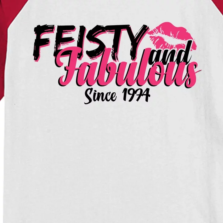 Feisty And Fabulous Since 1974 50th Birthday Kids Colorblock Raglan Jersey