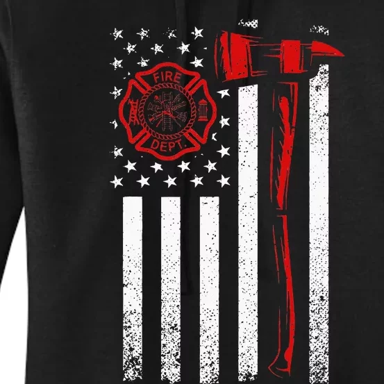 Fireman American Flag Graphics Firefighter Women's Pullover Hoodie