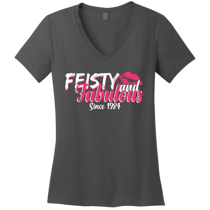 Feisty And Fabulous Since 1984 40th Birthday Women's V-Neck T-Shirt