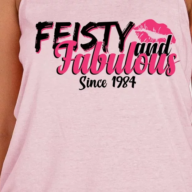 Feisty And Fabulous Since 1984 40th Birthday Women's Knotted Racerback Tank