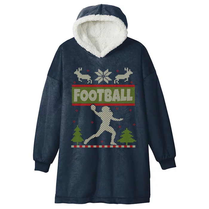 Funny American Football Ugly Christmas Ugly Xmas Cute Gift Hooded Wearable Blanket