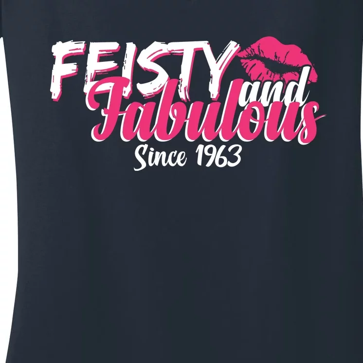 Feisty And Fabulous Since 1963 60th Birthday Women's V-Neck T-Shirt