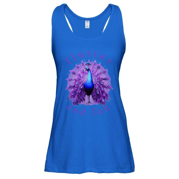 Flutter And Fan Apparel Peacock On Glowing Moon Ladies Essential Flowy Tank