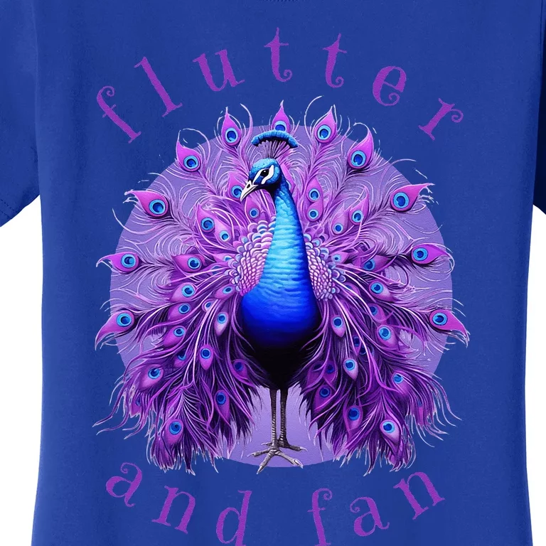 Flutter And Fan Apparel Peacock On Glowing Moon Women's T-Shirt