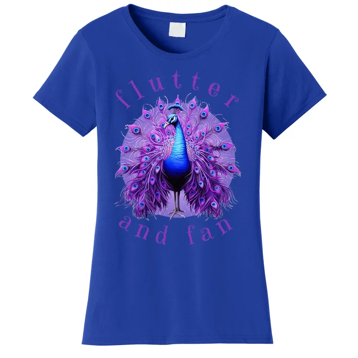 Flutter And Fan Apparel Peacock On Glowing Moon Women's T-Shirt