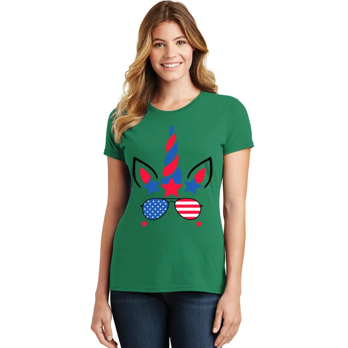 Funny American Flag Unicorn, Independence Day Girl Women's T-Shirt