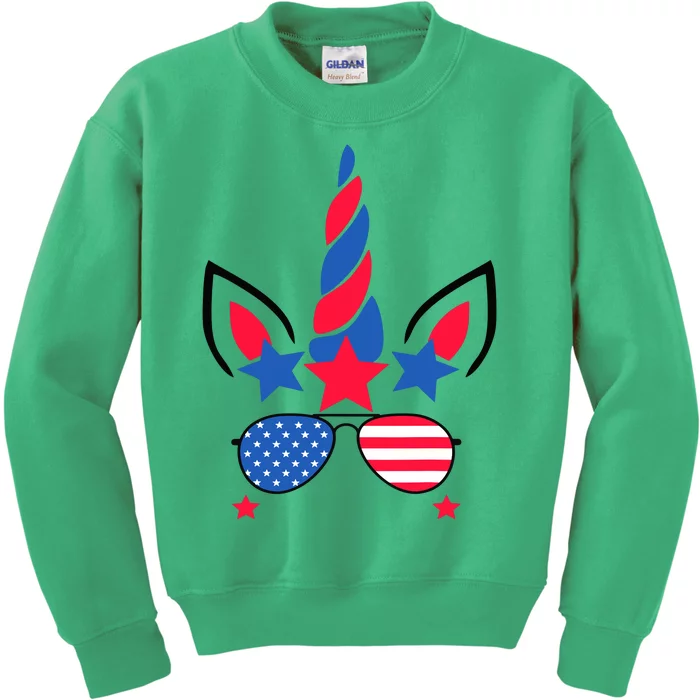 Funny American Flag Unicorn, Independence Day Girl Kids Sweatshirt