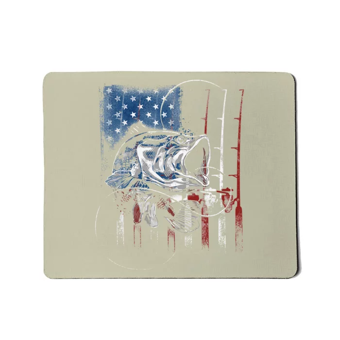 Fishing American Flag Vintage USA Bass Fisherman Gift Mousepad