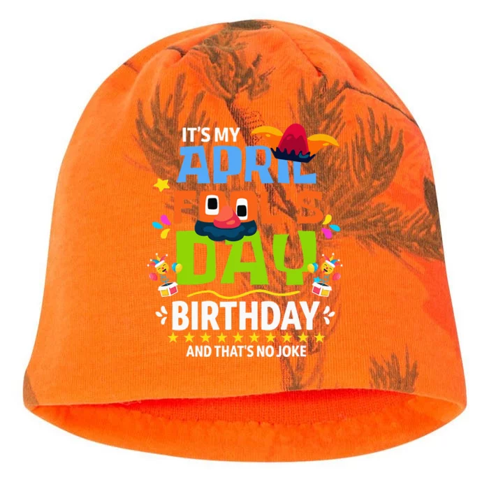 Funny April Fool's Day, It's My April Fool's Day Birthday Kati - Camo Knit Beanie