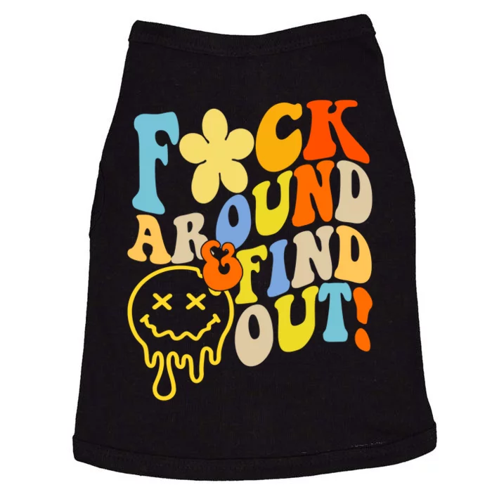 Fuck Around Find Out Smile Retro Groovy Funny Doggie Tank