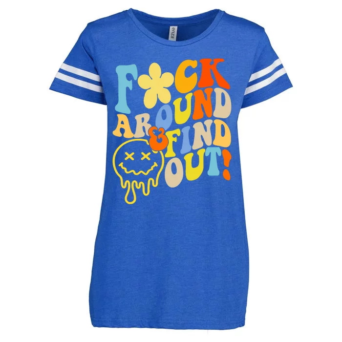 Fuck Around Find Out Smile Retro Groovy Funny Enza Ladies Jersey Football T-Shirt