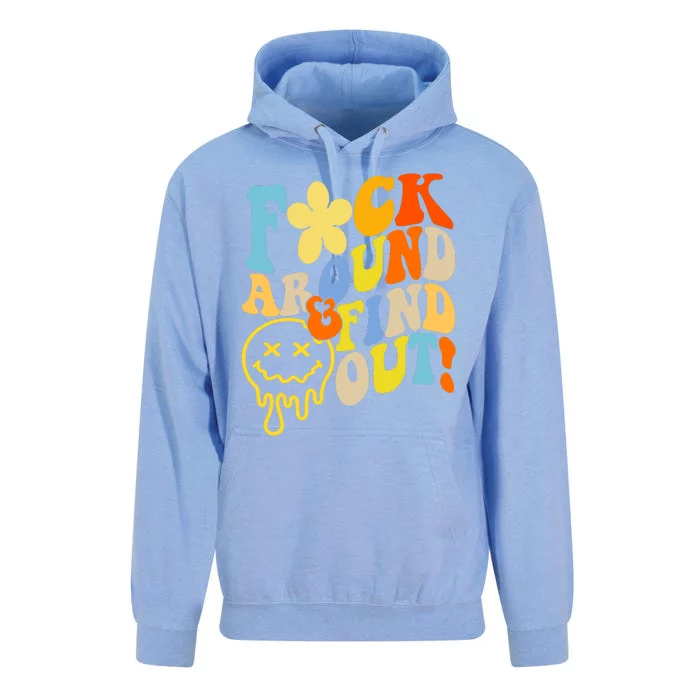 Fuck Around Find Out Smile Retro Groovy Funny Unisex Surf Hoodie