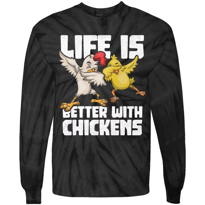 Funny Animal Farmer Kids Dabbing Rooster Dab Hen Chicken Tie-Dye Long Sleeve Shirt