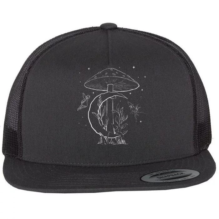 Fairycore Aesthetic Fairy Core Grunge Mushroom Moon Fairies Flat Bill Trucker Hat