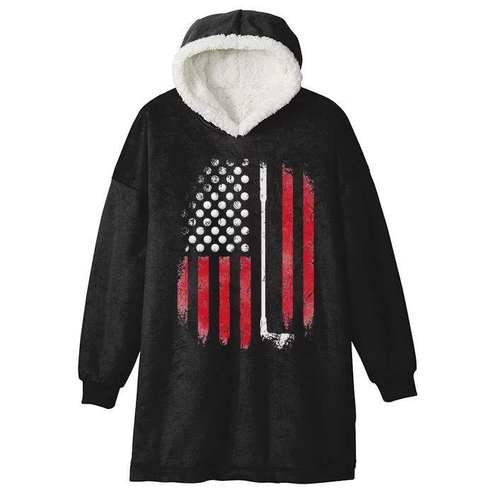 Funny American Flag Golf For Golfer Hooded Wearable Blanket