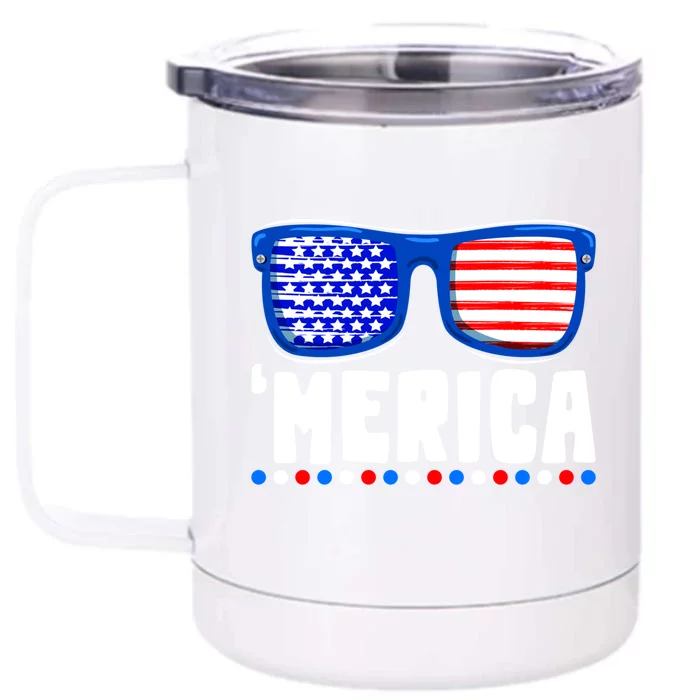 Funny American Flag Fourth 4th Of July Family Funny Gift Front & Back 12oz Stainless Steel Tumbler Cup