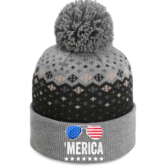 Funny American Flag Patriotic Fourth The Baniff Cuffed Pom Beanie