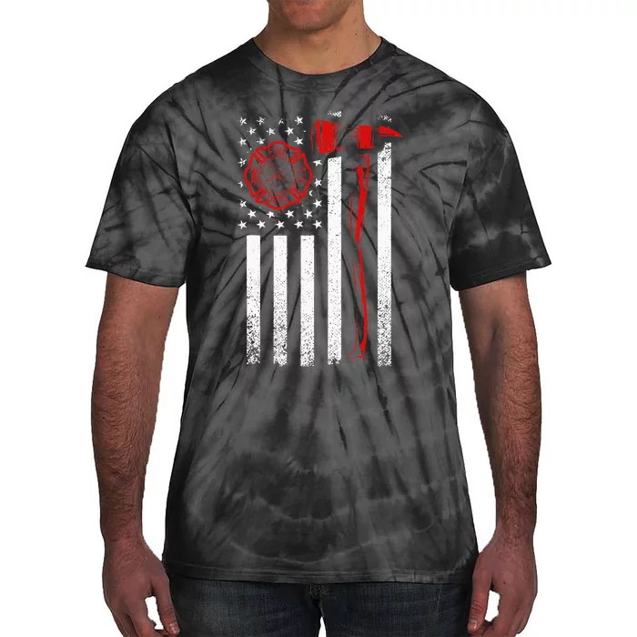 Fireman American Flag Firefighter Tie-Dye T-Shirt