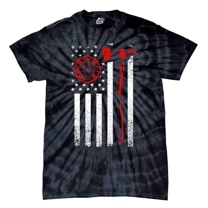 Fireman American Flag Firefighter Tie-Dye T-Shirt