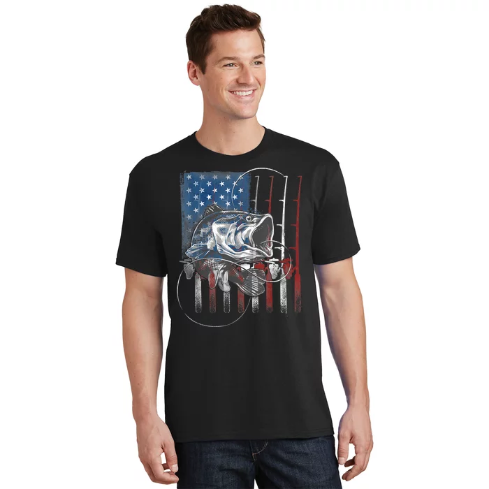  FISHING American Flag USA Fishersman Boat Patriotic Fishing  Premium T-Shirt : Clothing, Shoes & Jewelry