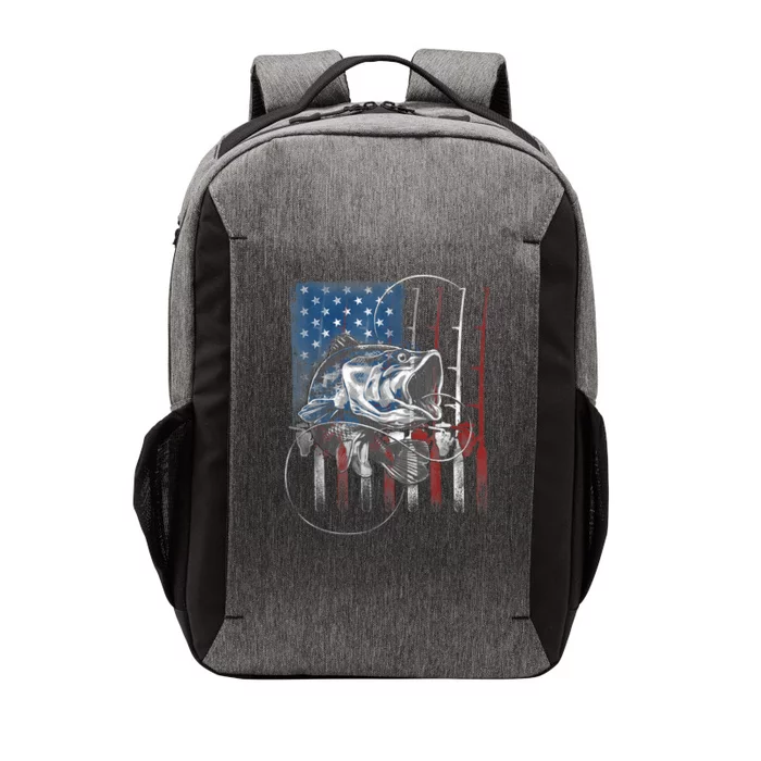 TeeShirtPalace | Fishing American Flag Vintage, USA Bass Fisherman Vector  Backpack