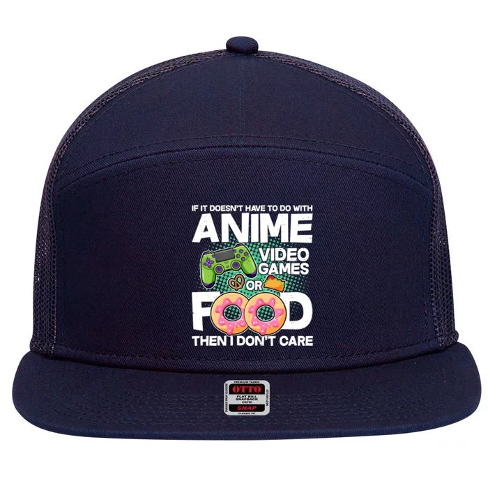 Funny Anime Food And Video Games 7 Panel Mesh Trucker Snapback Hat