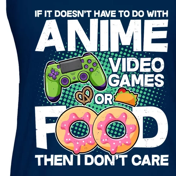 Funny Anime Food And Video Games Ladies Essential Flowy Tank