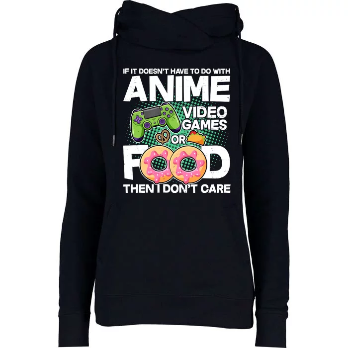 Funny Anime Food And Video Games Womens Funnel Neck Pullover Hood