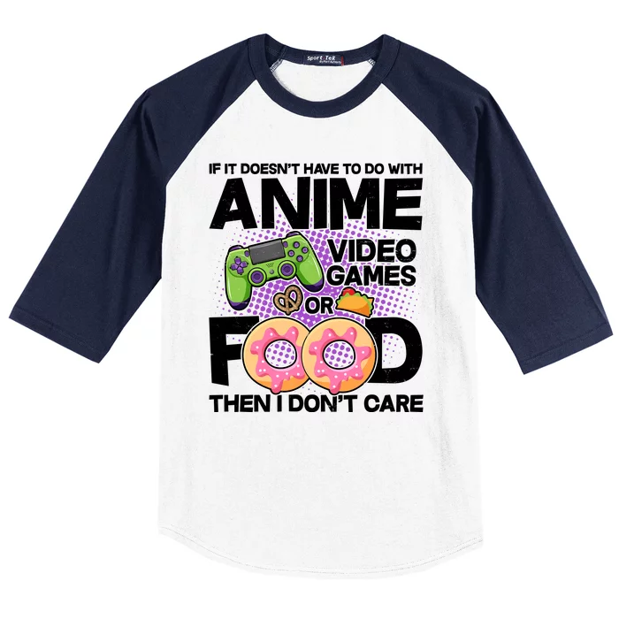 Funny Anime Food And Video Games Baseball Sleeve Shirt