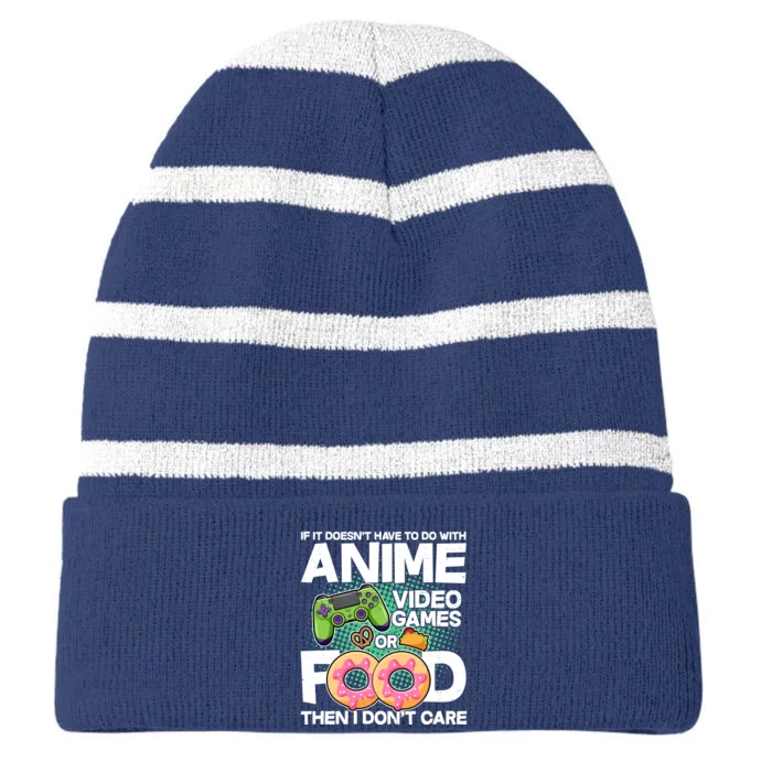 Funny Anime Food And Video Games Striped Beanie with Solid Band