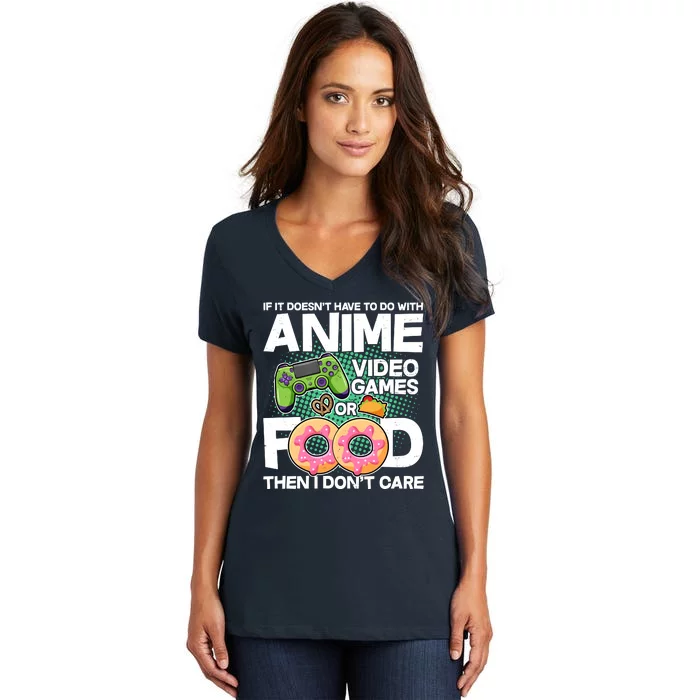 Funny Anime Food And Video Games Women's V-Neck T-Shirt