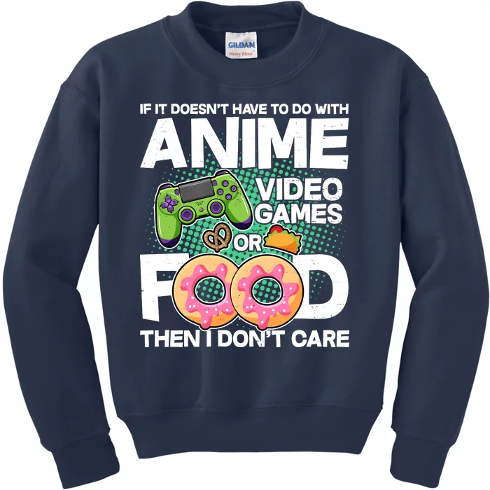 Funny Anime Food And Video Games Kids Sweatshirt