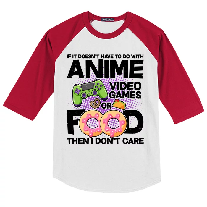 Funny Anime Food And Video Games Kids Colorblock Raglan Jersey