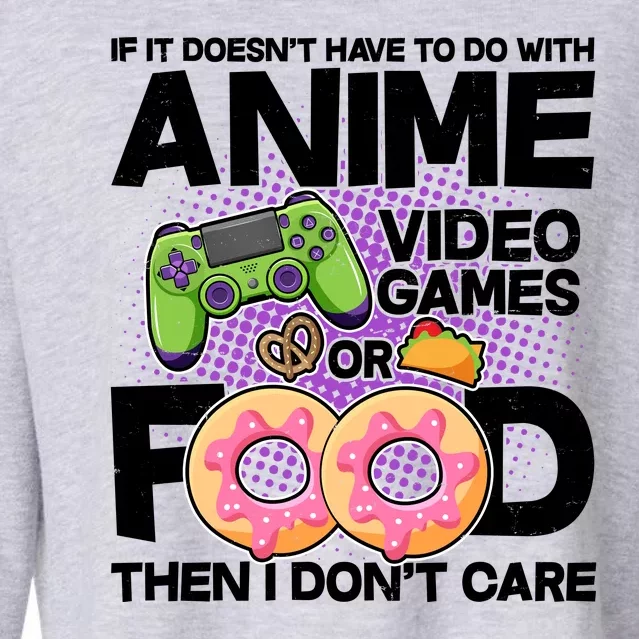 Funny Anime Food And Video Games Cropped Pullover Crew