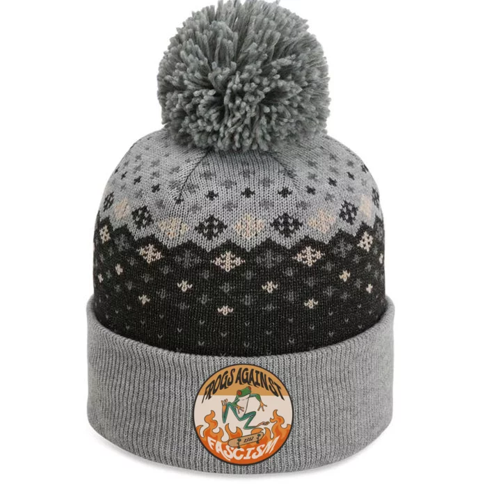 Frogs Against Fascism The Baniff Cuffed Pom Beanie