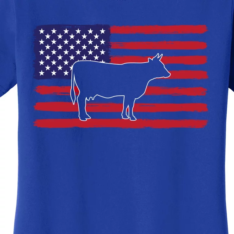 Farmer American Flag Cow Mom And Dad Gift Women's T-Shirt