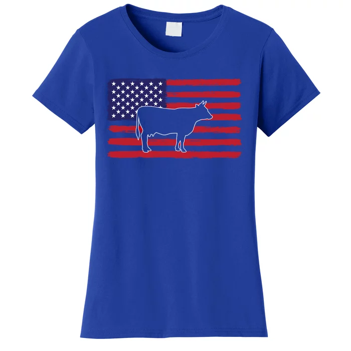 Farmer American Flag Cow Mom And Dad Gift Women's T-Shirt