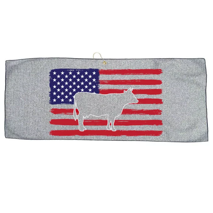 Farmer American Flag Cow Mom And Dad Gift Large Microfiber Waffle Golf Towel