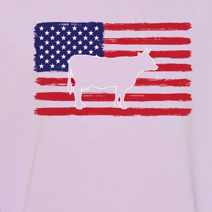 Farmer American Flag Cow Mom And Dad Gift Garment-Dyed Sweatshirt