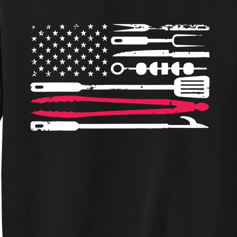 Funny American Flag Grilling Tools BBQ Grill Barbecue Tool Tall Sweatshirt