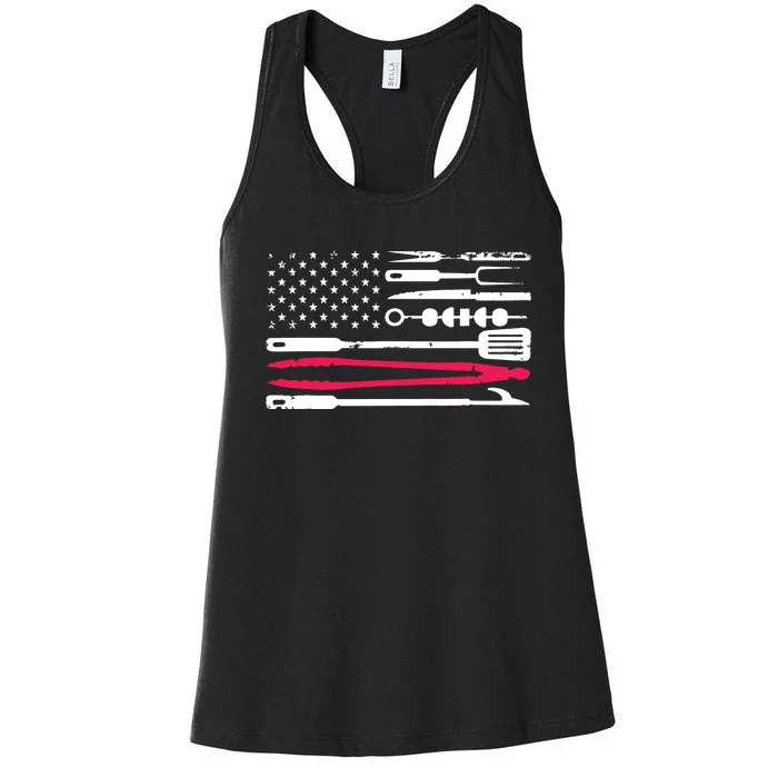 Funny American Flag Grilling Tools BBQ Grill Barbecue Tool Women's Racerback Tank