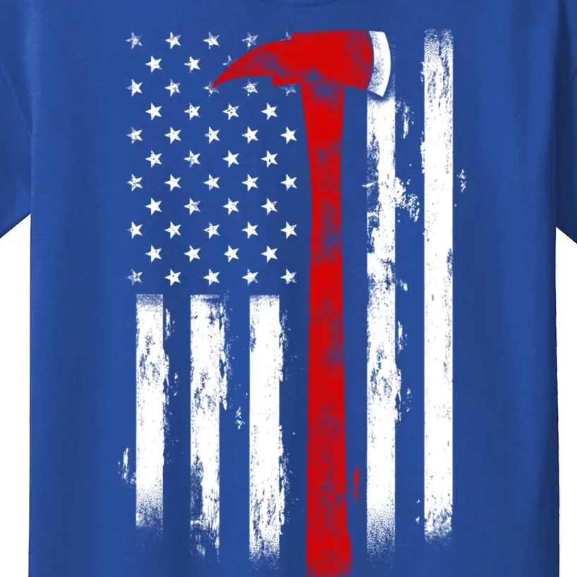 Fire Ax Fire Departt Firefighter American Axe Flag Gift Kids T-Shirt