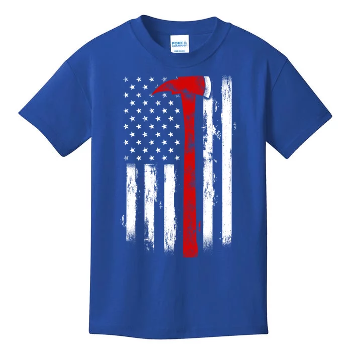 Fire Ax Fire Departt Firefighter American Axe Flag Gift Kids T-Shirt